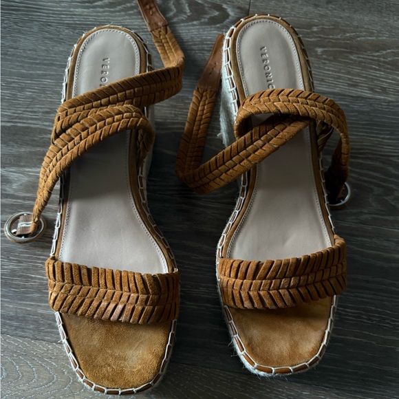 Veronica Beard Brown Rilla Suede Woven Wedges - Picture 4 of 4
